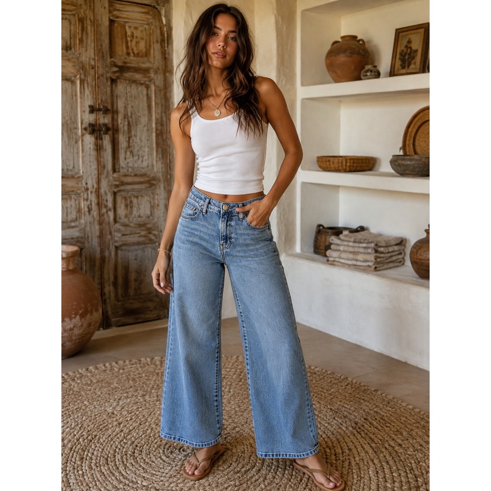 Kut from the Kloth Charlotte High Rise Wide Leg Blue Jeans Size 2 - Picture 1 of 10